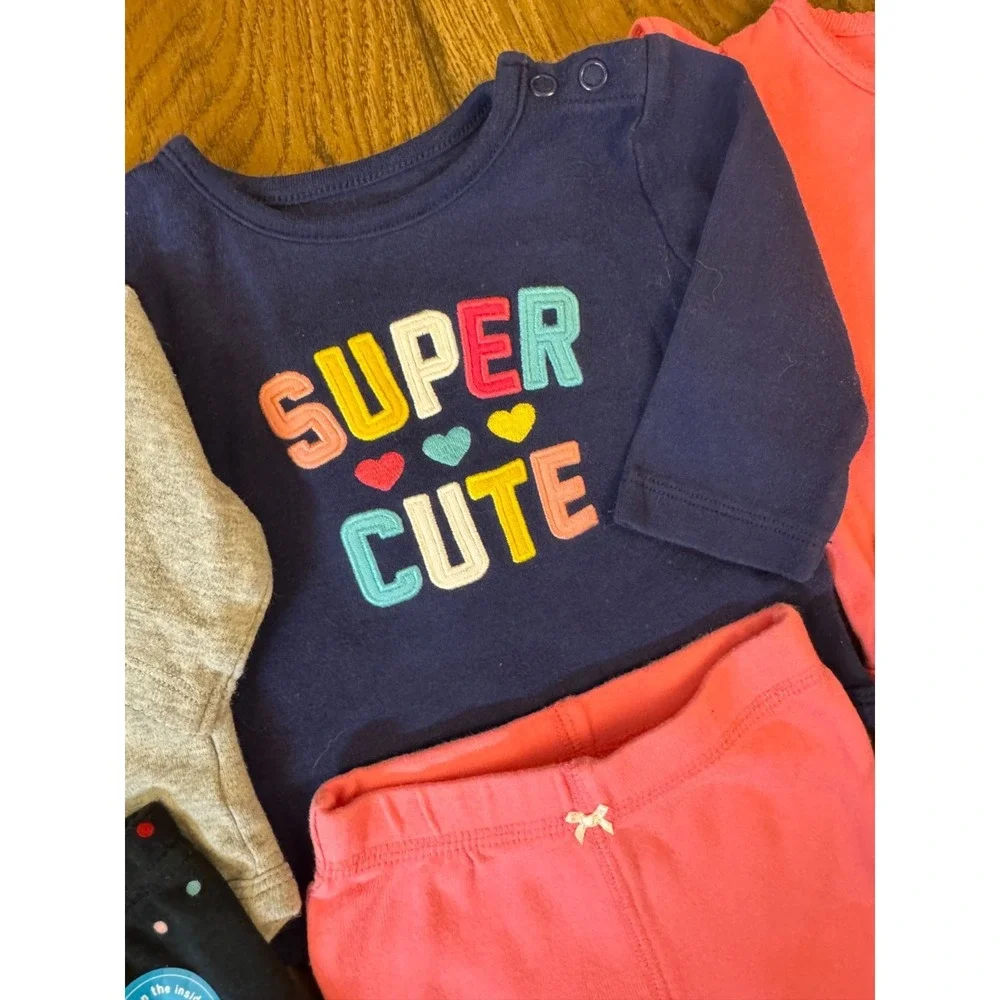 Baby Girl 3 Months Outfits Pants Shirts Bodysuits Long Sleeve Clothes Lot Bestie - Picture 7 of 15